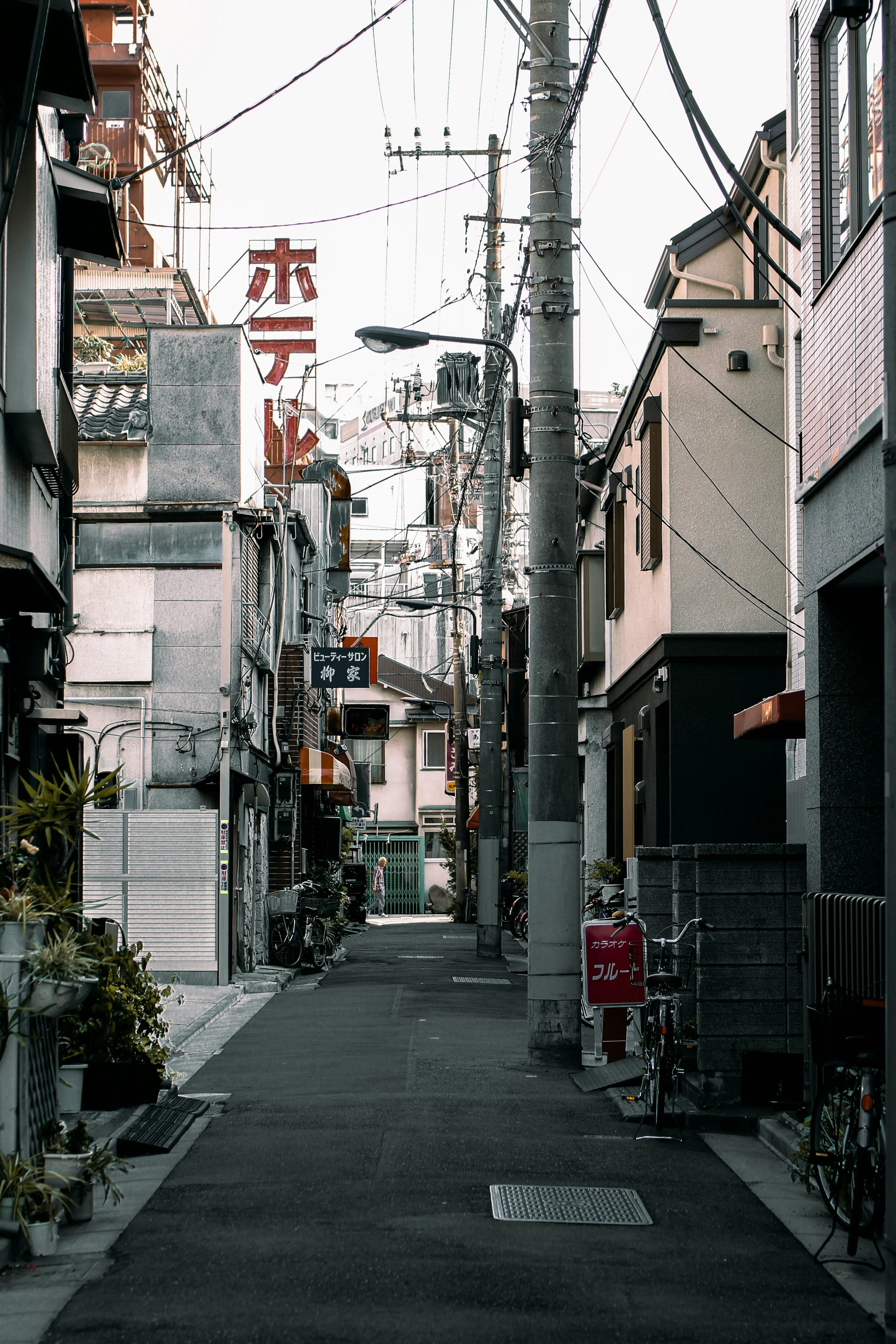 a narrow alley in Tokyo's downtown area